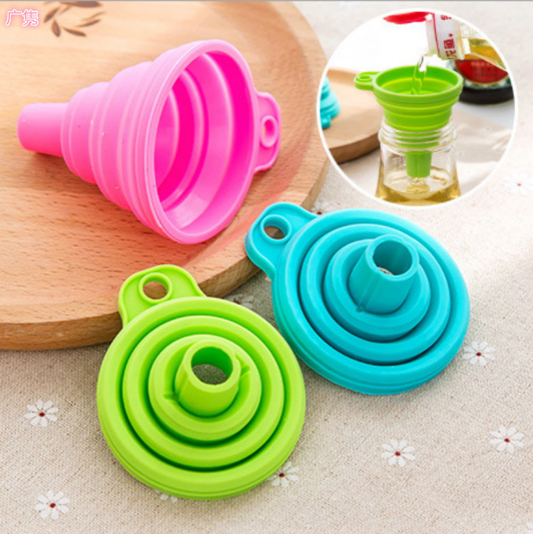 Silicone folding funnel  kitchen oil leak Household liquid oil grid High temperature resistance