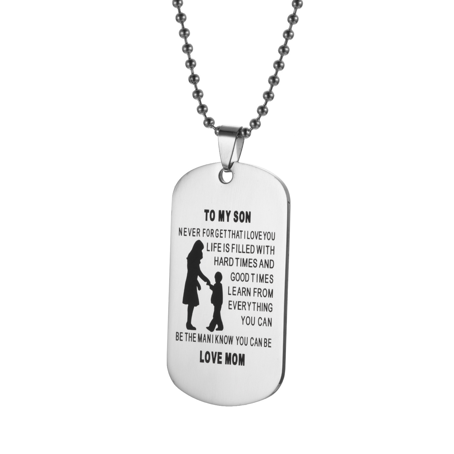 TO MY SON tag pendant necklace gift from love mom