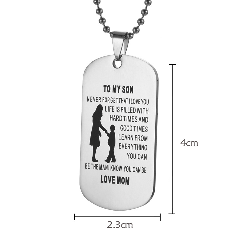 TO MY SON tag pendant necklace gift from love mom