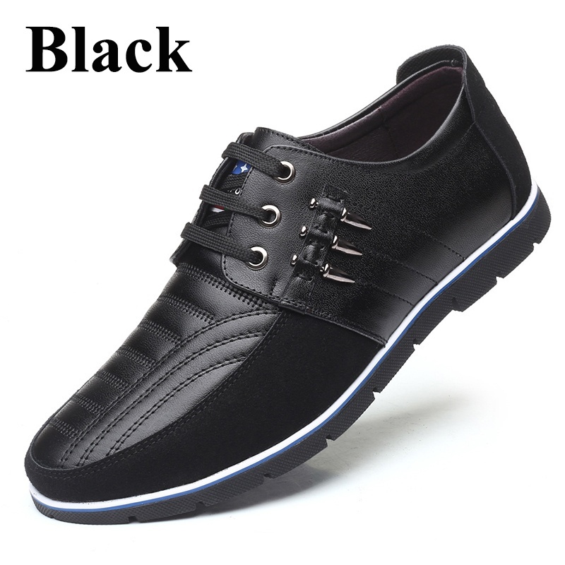 Men Fashion Casual Leather Shoes Male Business Formal Shoes Lace Up Flats Drving Shoes