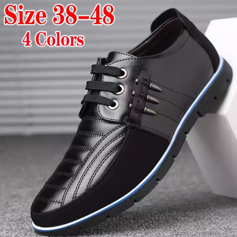 Men Fashion Casual Leather Shoes Male Business Formal Shoes Lace Up Flats Drving Shoes