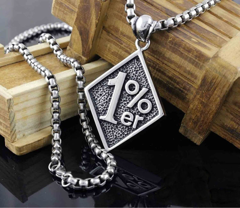 Men&apos;s One Percent 1% ER Motorcycle Biker Stainless steel Necklace Chain