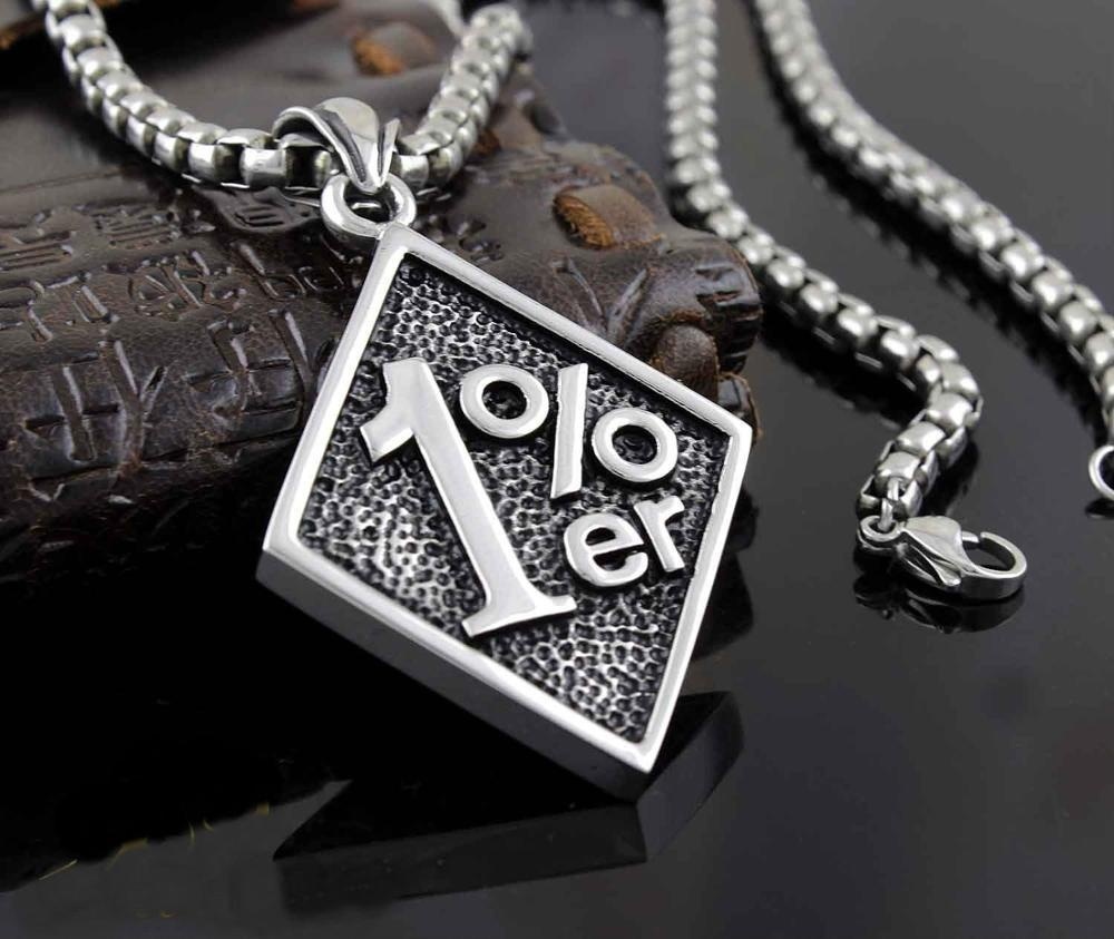 Men&apos;s One Percent 1% ER Motorcycle Biker Stainless steel Necklace Chain