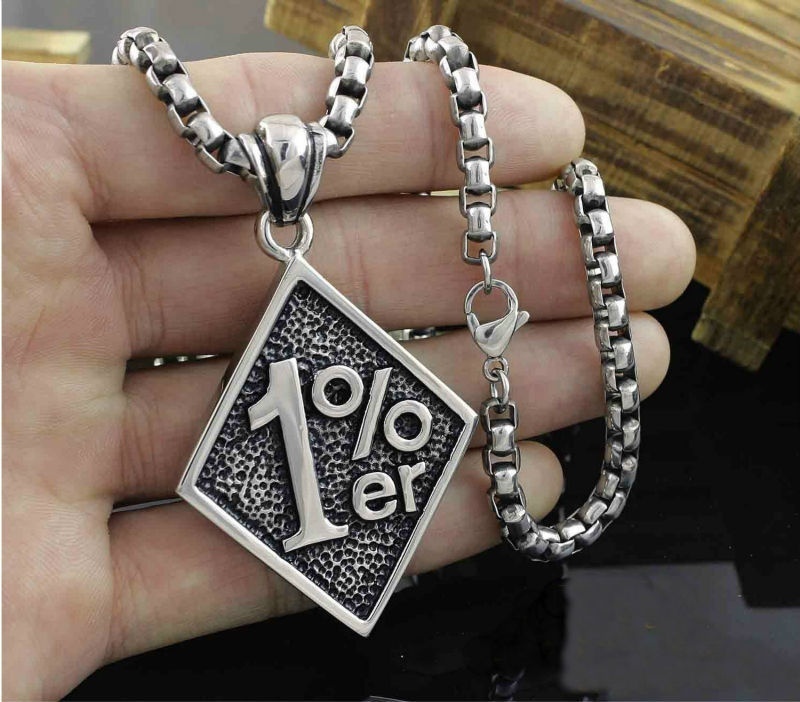 Men&apos;s One Percent 1% ER Motorcycle Biker Stainless steel Necklace Chain