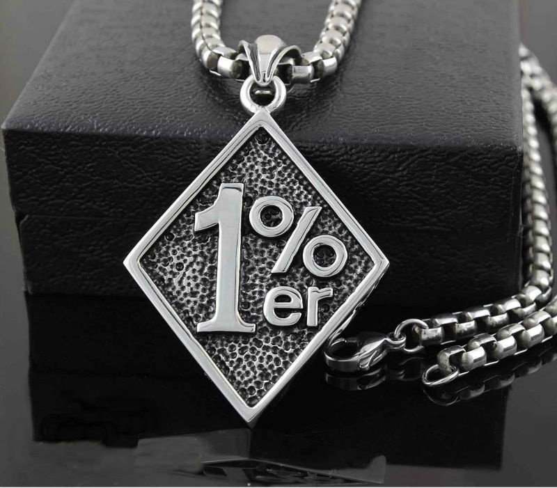 Men&apos;s One Percent 1% ER Motorcycle Biker Stainless steel Necklace Chain