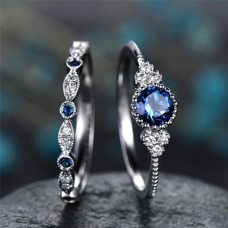 Luxury 2pcs/Set Women Engagement Ring Set Wedding Gifts