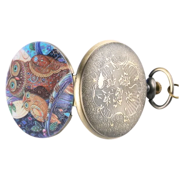 Owl Pattern Pocket Watch Arabic Digital Pocket Watches