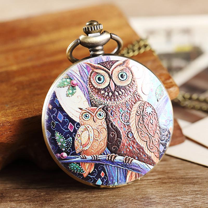 Owl Pattern Pocket Watch Arabic Digital Pocket Watches