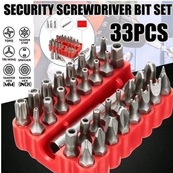 33 Pcs/set Security Bit Set Extension Bit Holder Hex Star Spanner