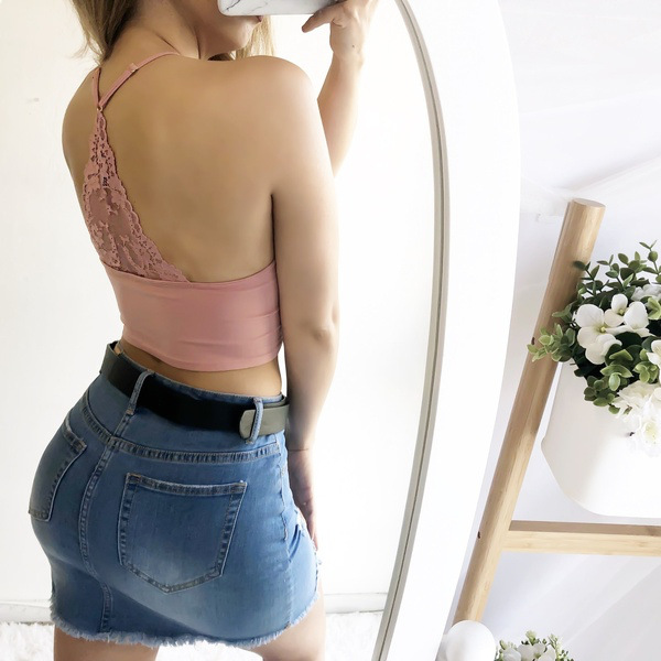 New Fashion Women&apos;s Tops Sexy Strappy Sleeveless Lace Crop Tops