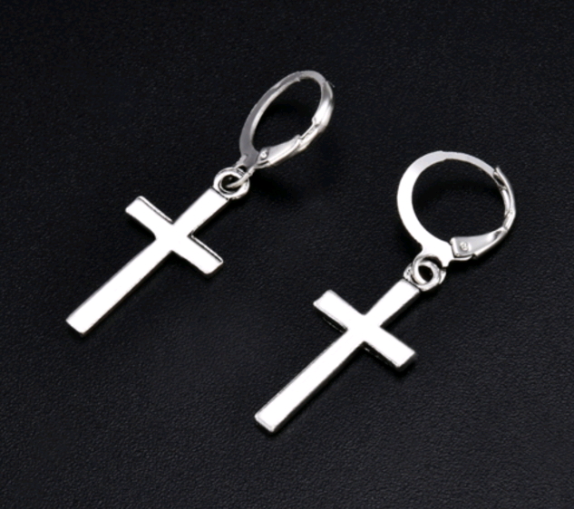 Unisex All ages cool Hoop Cross Drop Earrings