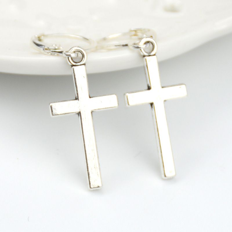 Unisex All ages cool Hoop Cross Drop Earrings
