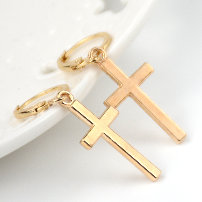 Unisex All ages cool Hoop Cross Drop Earrings