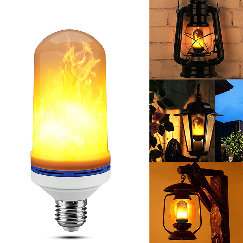 LED Flame Effect Fire Light Bulb Flickering Emulation 1&amp;4 Modes LED Flame Lamp