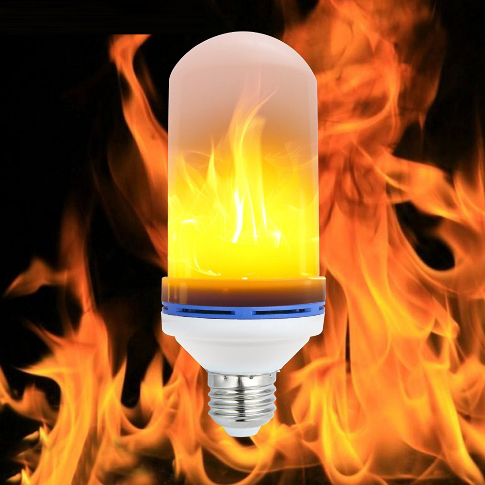 LED Flame Effect Fire Light Bulb Flickering Emulation 1&amp;4 Modes LED Flame Lamp