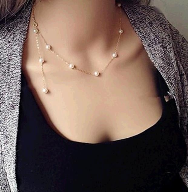 Simple Pearl Drop Statement Necklace