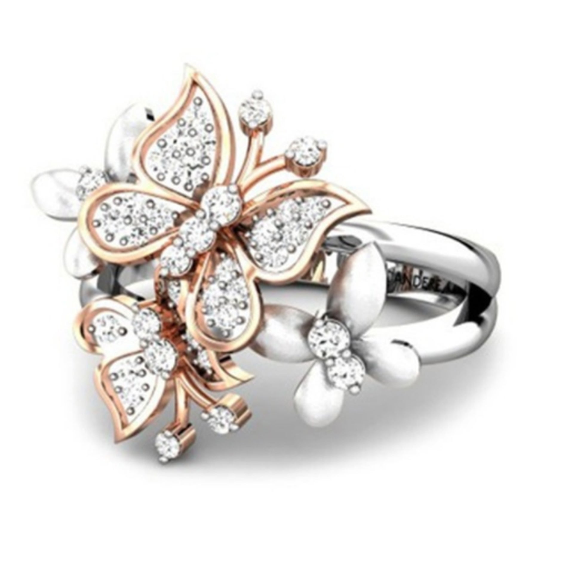 Fantastic Two Tone Butterfly Flower Ring