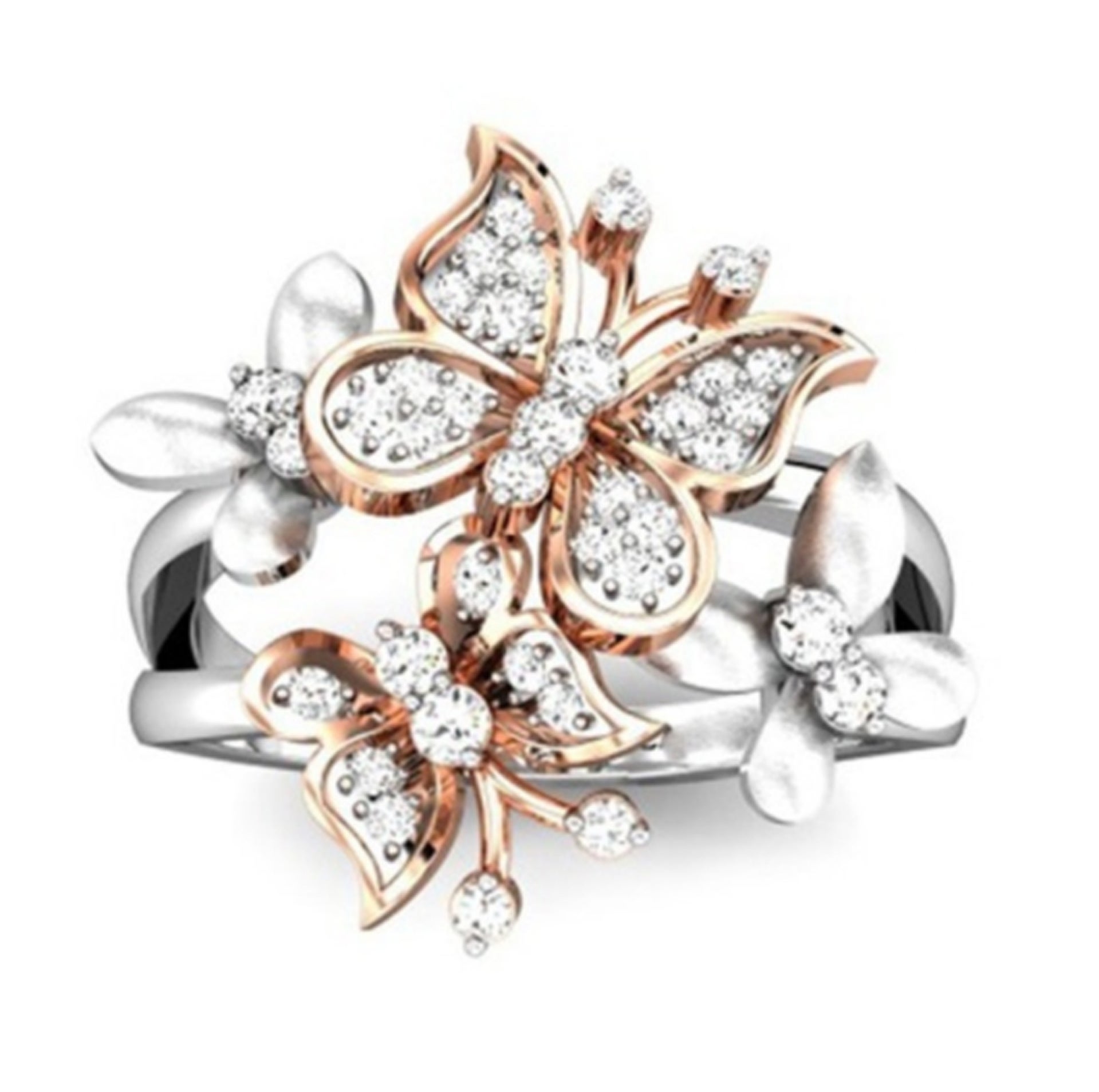 Fantastic Two Tone Butterfly Flower Ring