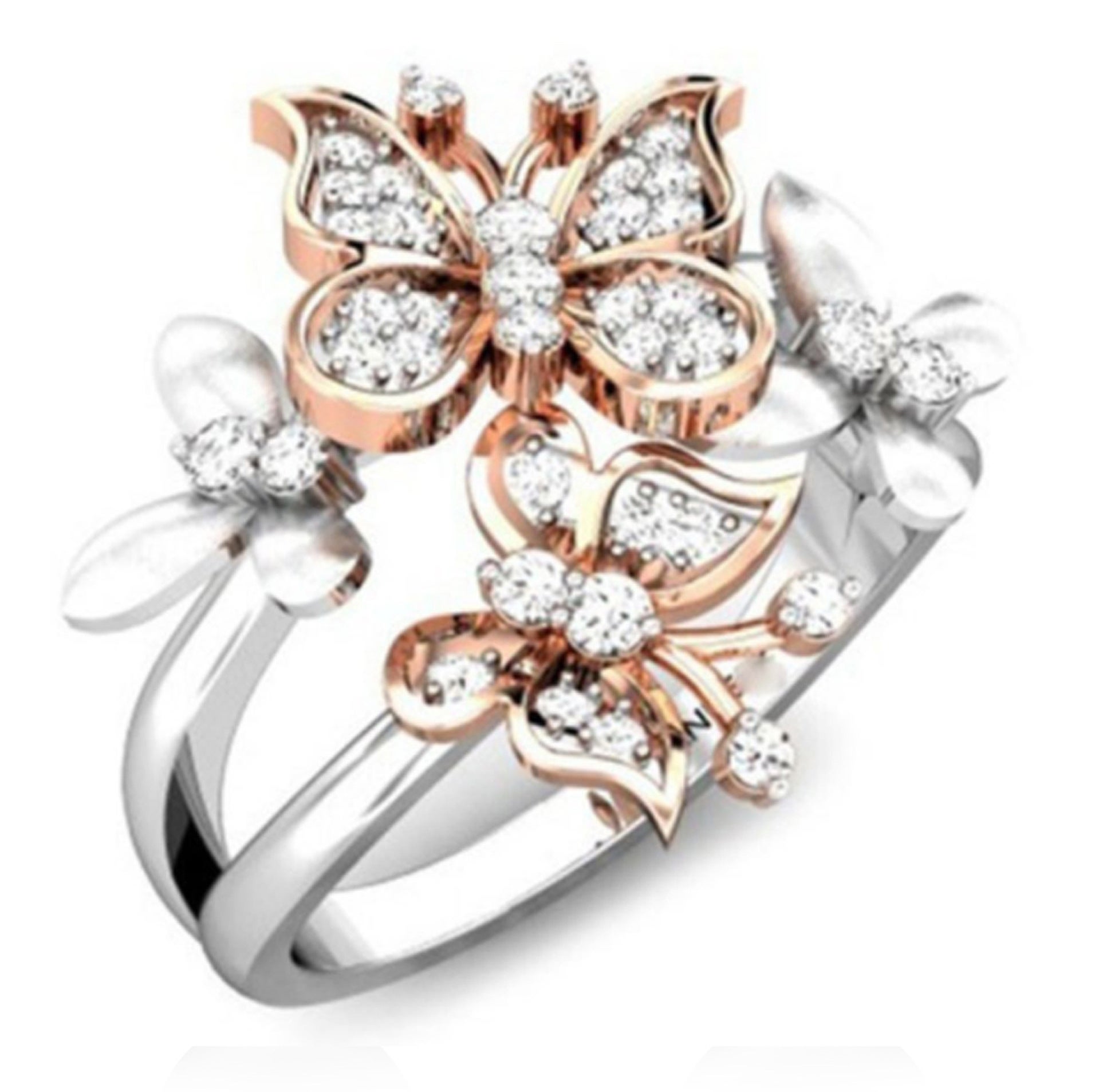 Fantastic Two Tone Butterfly Flower Ring
