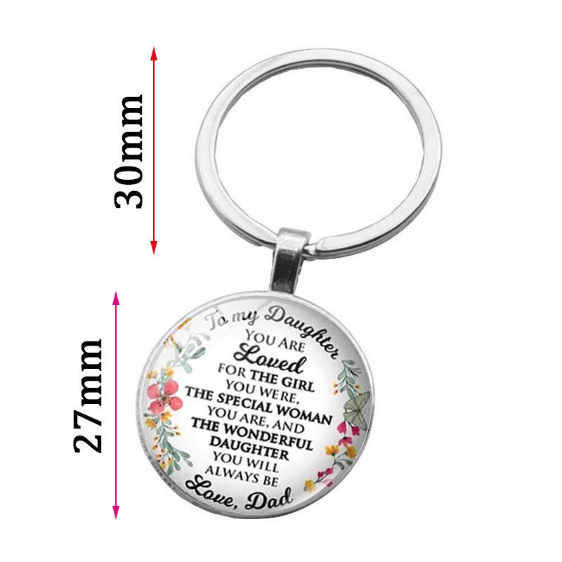 2 Pcs/set Love Daughter Letter Print Keychain Wonderful Daughter You Will Always The Best