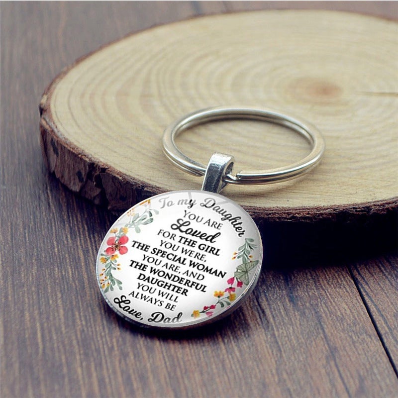 2 Pcs/set Love Daughter Letter Print Keychain Wonderful Daughter You Will Always The Best
