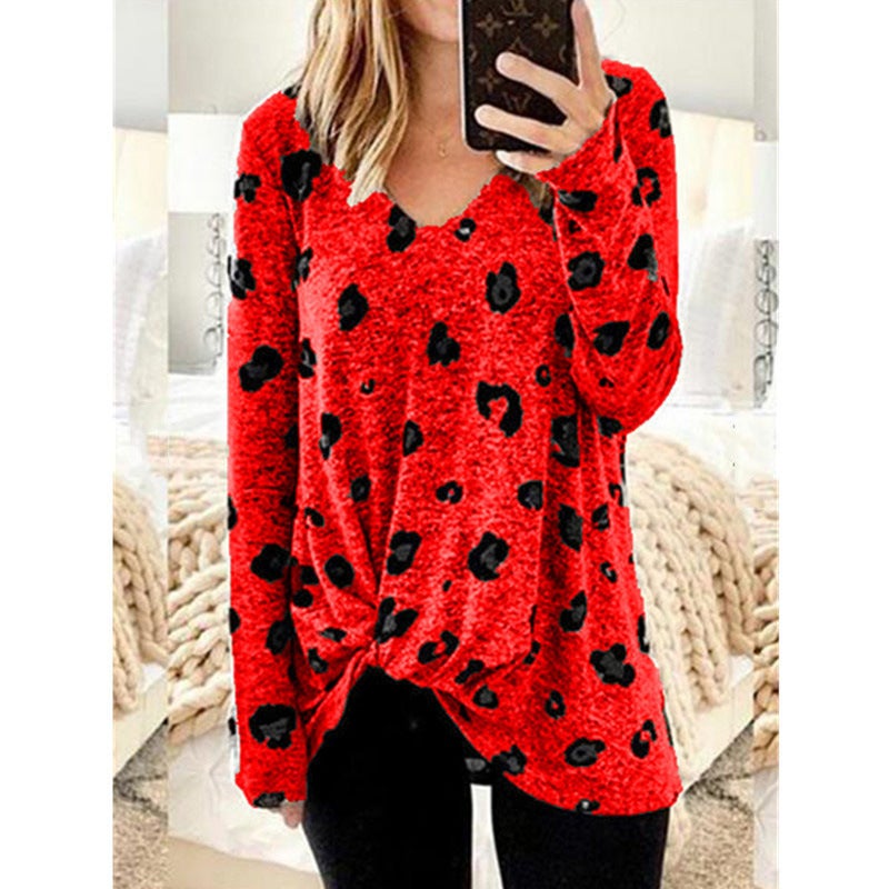autumn and winter women V-neck long-sleeved T-shirt slinky top