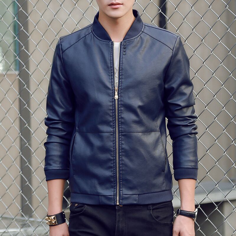 High quality Autumn Men&apos;s PU Leather Coat Slim Fit Jackets Casual Outwear for Man Jacket