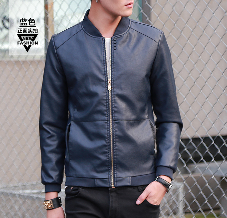 High quality Autumn Men&apos;s PU Leather Coat Slim Fit Jackets Casual Outwear for Man Jacket