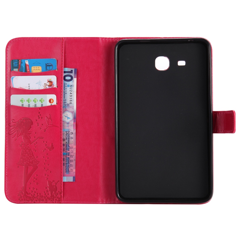 Samsung Galaxy Tab A 7.0" T280 / T285 Case,Embossed [Girl Cat] Folio Flip Wallet Cover
