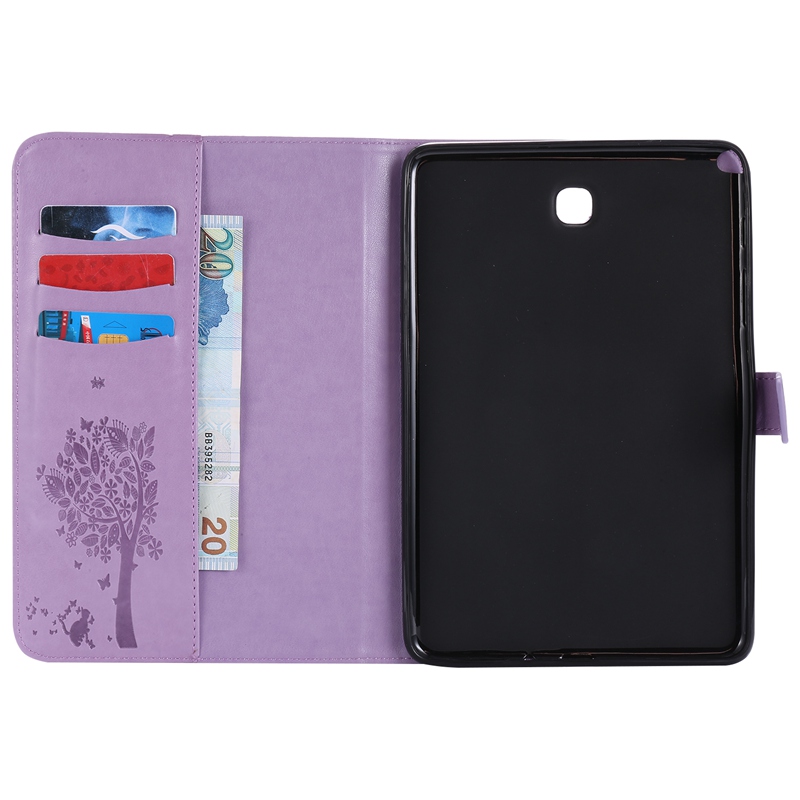 Samsung Galaxy Tab A 8.0-inch SM-T350 Case,Embossed [Tree Cat] Folio Flip Wallet Cover