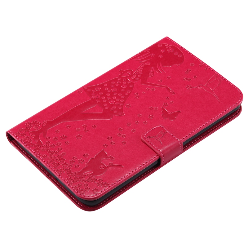 Samsung Galaxy Tab A 7.0" T280 / T285 Case,Embossed [Girl Cat] Folio Flip Wallet Cover
