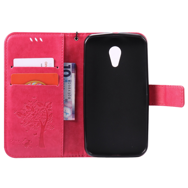 Motorola Moto G2 Case,Premium PU Leather Flip Wallet Case Cover