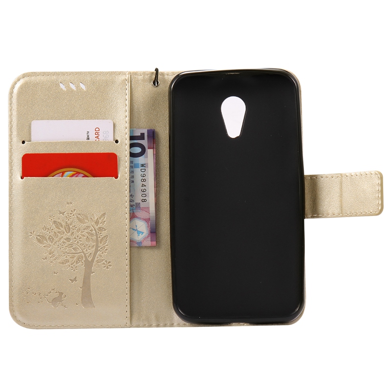 Motorola Moto G2 Case,Premium PU Leather Flip Wallet Case Cover