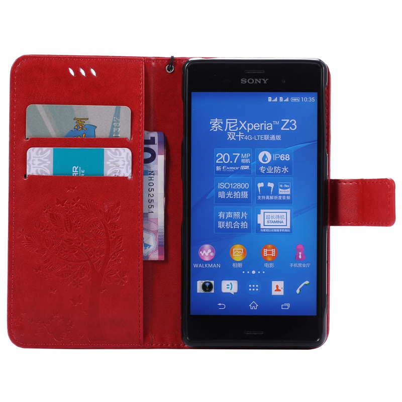 Sony Xperia Z3 Case,Premium PU Leather Flip Wallet Case Cover