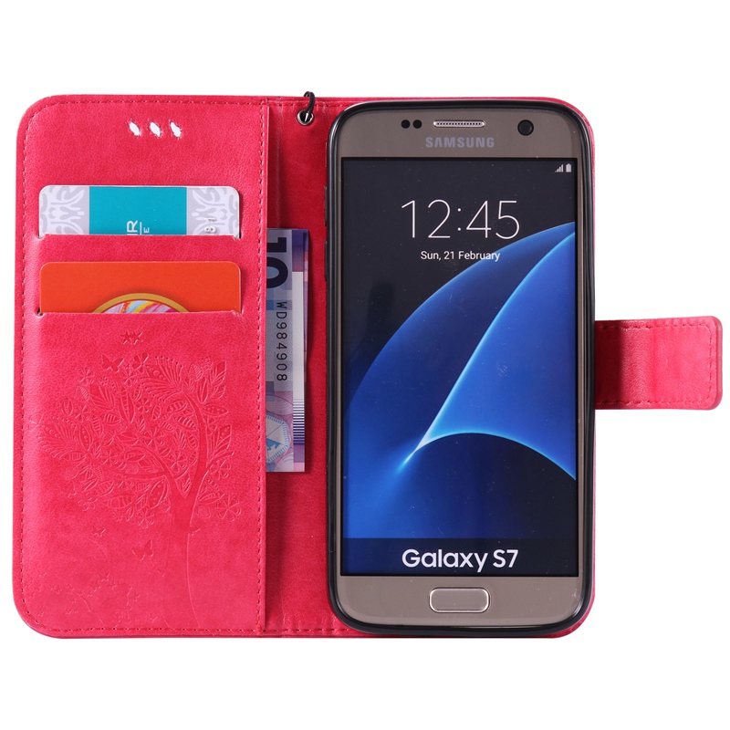 Samsung Galaxy S7 Case,Premium PU Leather Flip Wallet Case Cover