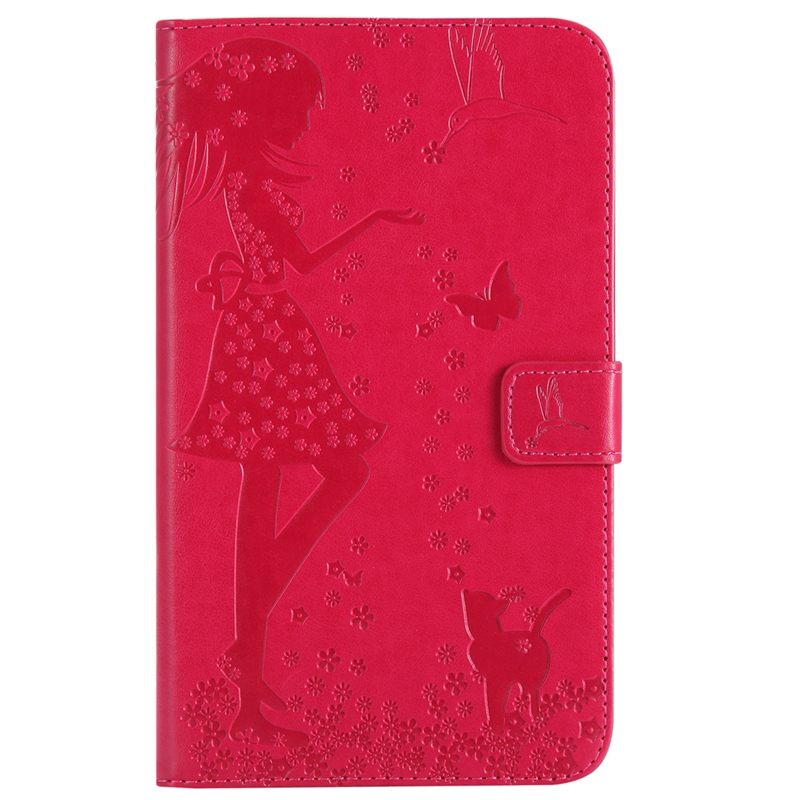 Samsung Galaxy Tab A 7.0" T280 / T285 Case,Embossed [Girl Cat] Folio Flip Wallet Cover