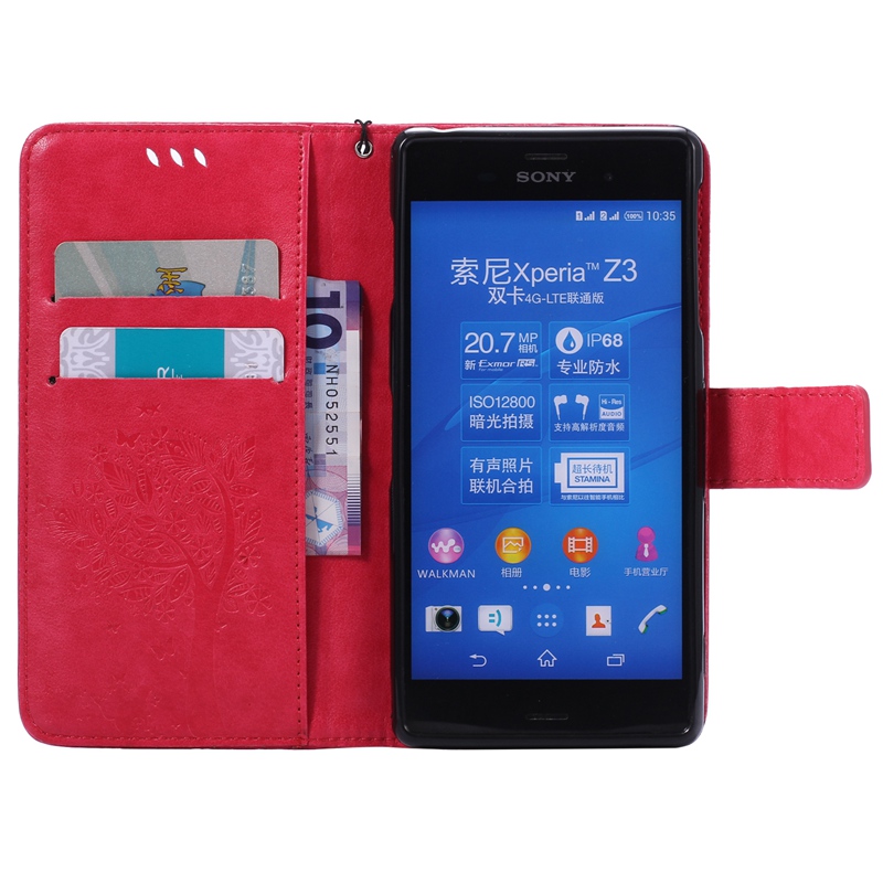 Sony Xperia Z3 Case,Premium PU Leather Flip Wallet Case Cover