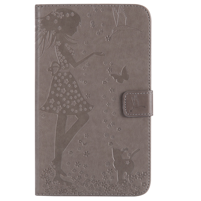Samsung Galaxy Tab A 7.0" T280 / T285 Case,Embossed [Girl Cat] Folio Flip Wallet Cover