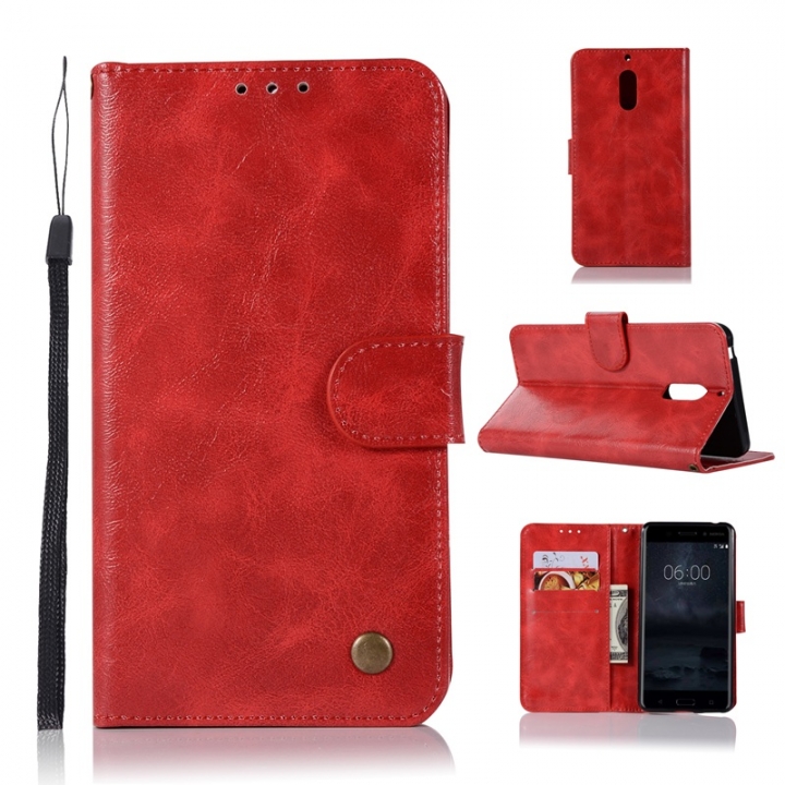 Nokia 6 Case,High-grade retro PU Leather Wallet Style Stand Flip Case Cover
