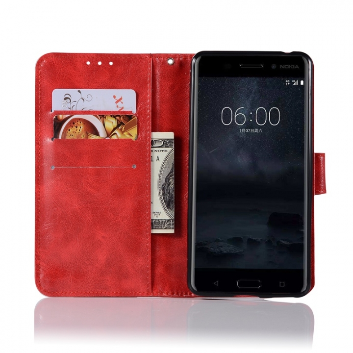 Nokia 6 Case,High-grade retro PU Leather Wallet Style Stand Flip Case Cover
