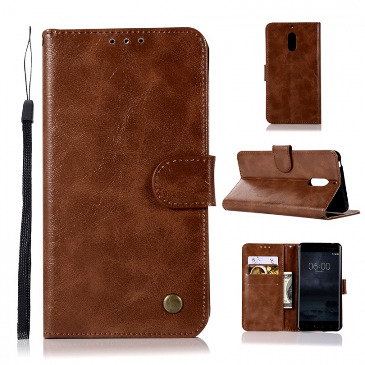 Nokia 6 Case,High-grade retro PU Leather Wallet Style Stand Flip Case Cover