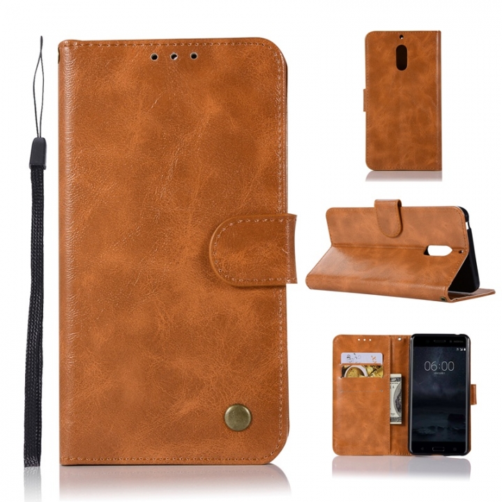 Nokia 6 Case,High-grade retro PU Leather Wallet Style Stand Flip Case Cover