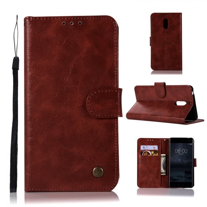 Nokia 6 Case,High-grade retro PU Leather Wallet Style Stand Flip Case Cover