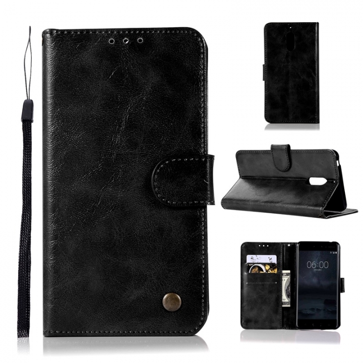 Nokia 6 Case,High-grade retro PU Leather Wallet Style Stand Flip Case Cover
