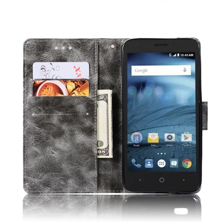 ZTE Avid 4/ZTE Z839/N9137 Case,High-grade retro PU Leather Wallet Style Stand Flip Case Cover