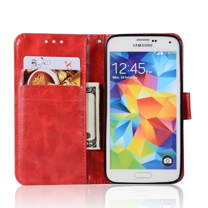 Samsung Galaxy S5 Case,High-grade retro PU Leather Wallet Style Stand Flip Case Cover