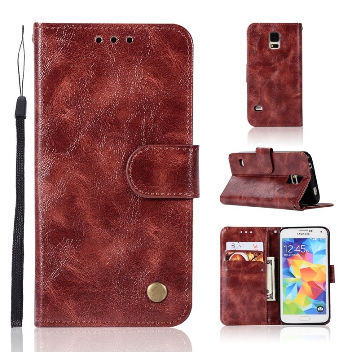 Samsung Galaxy S5 Case,High-grade retro PU Leather Wallet Style Stand Flip Case Cover