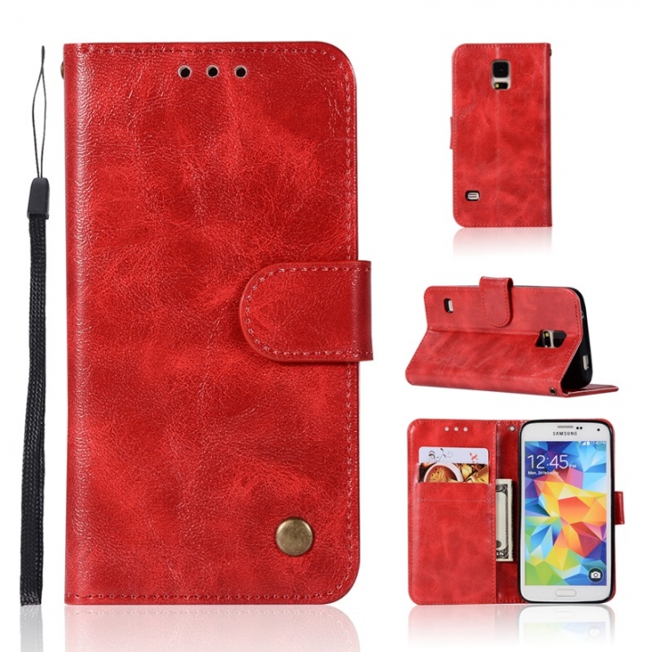 Samsung Galaxy S5 Case,High-grade retro PU Leather Wallet Style Stand Flip Case Cover
