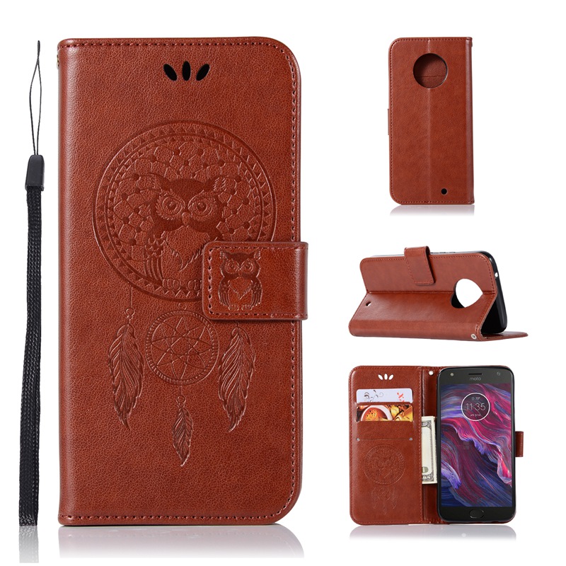 Motorola Moto X4 Case,Embossed Design PU Leather Flip Wallet Stand Case
