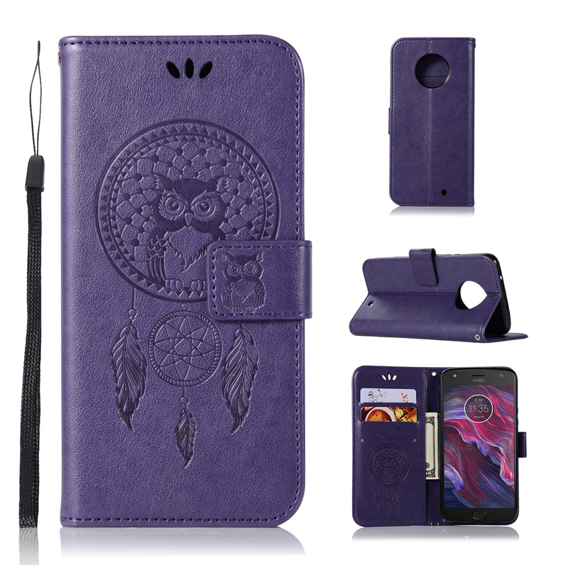 Motorola Moto X4 Case,Embossed Design PU Leather Flip Wallet Stand Case